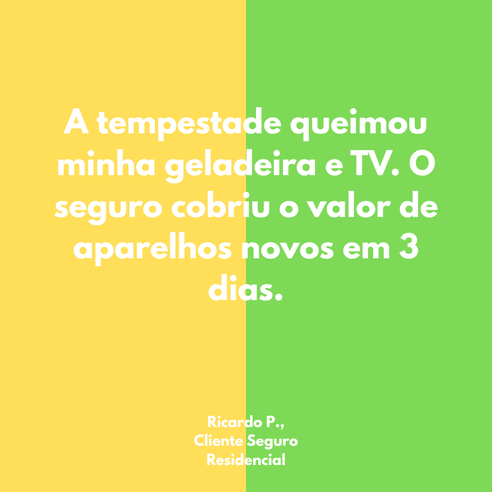 Relato de cliente PineBank sobre o seguro residencial.
